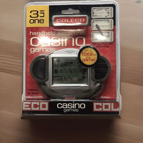 Coleco Casino Games 3 In One Handheld Texas Hold'em High Blackjack 5 Card Draw - Picture 1 of 4
